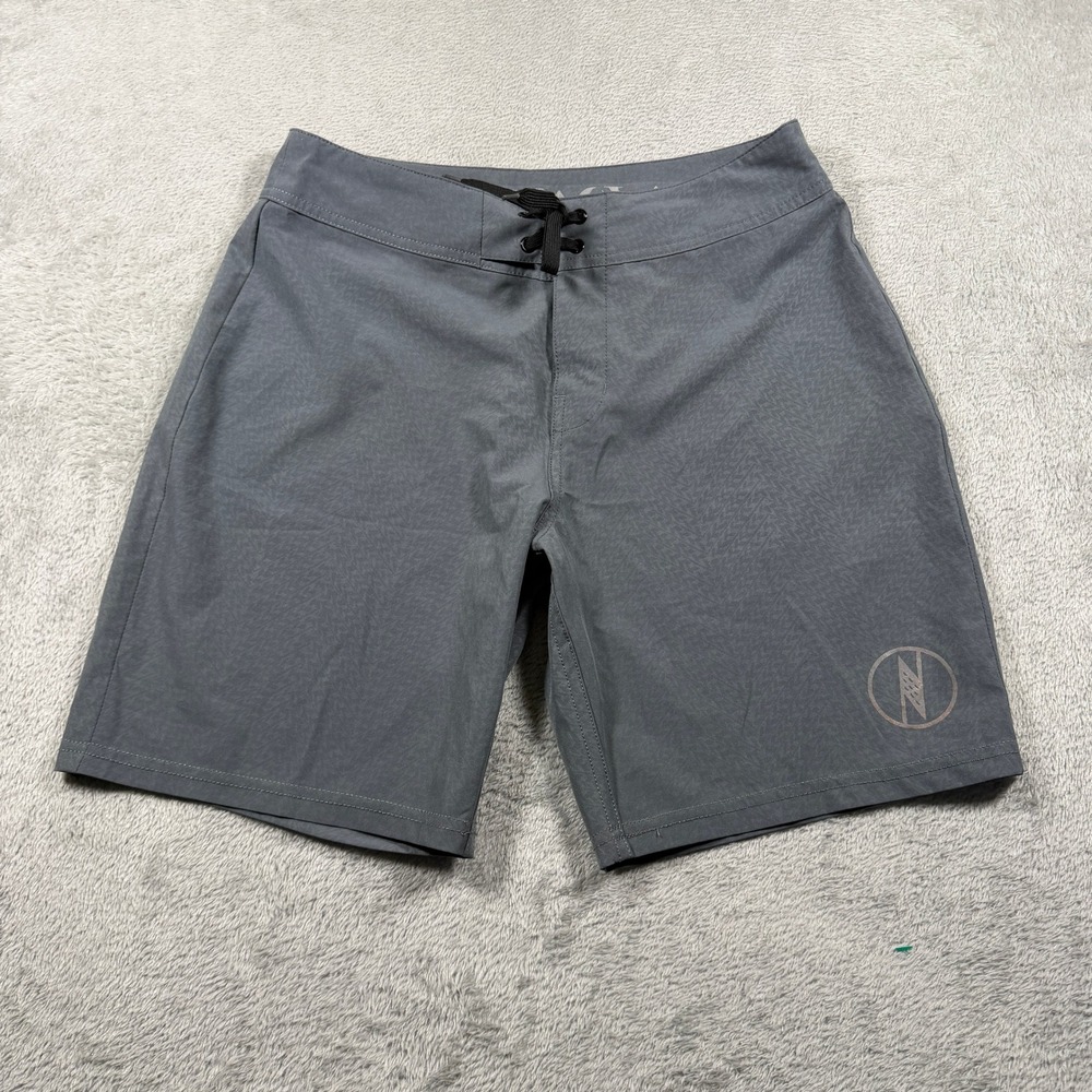 Manaola Board Shorts Men 30 Gray Performance Stretch Swim Trunks Surf Summer